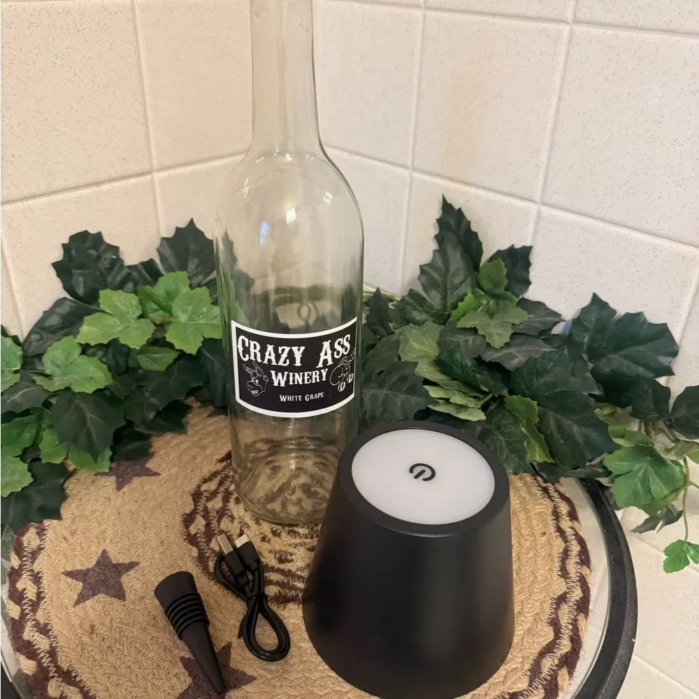 Wine Bottle Lamp Rechargeable Shade USB Touch On Off Ambient Light Bar Den